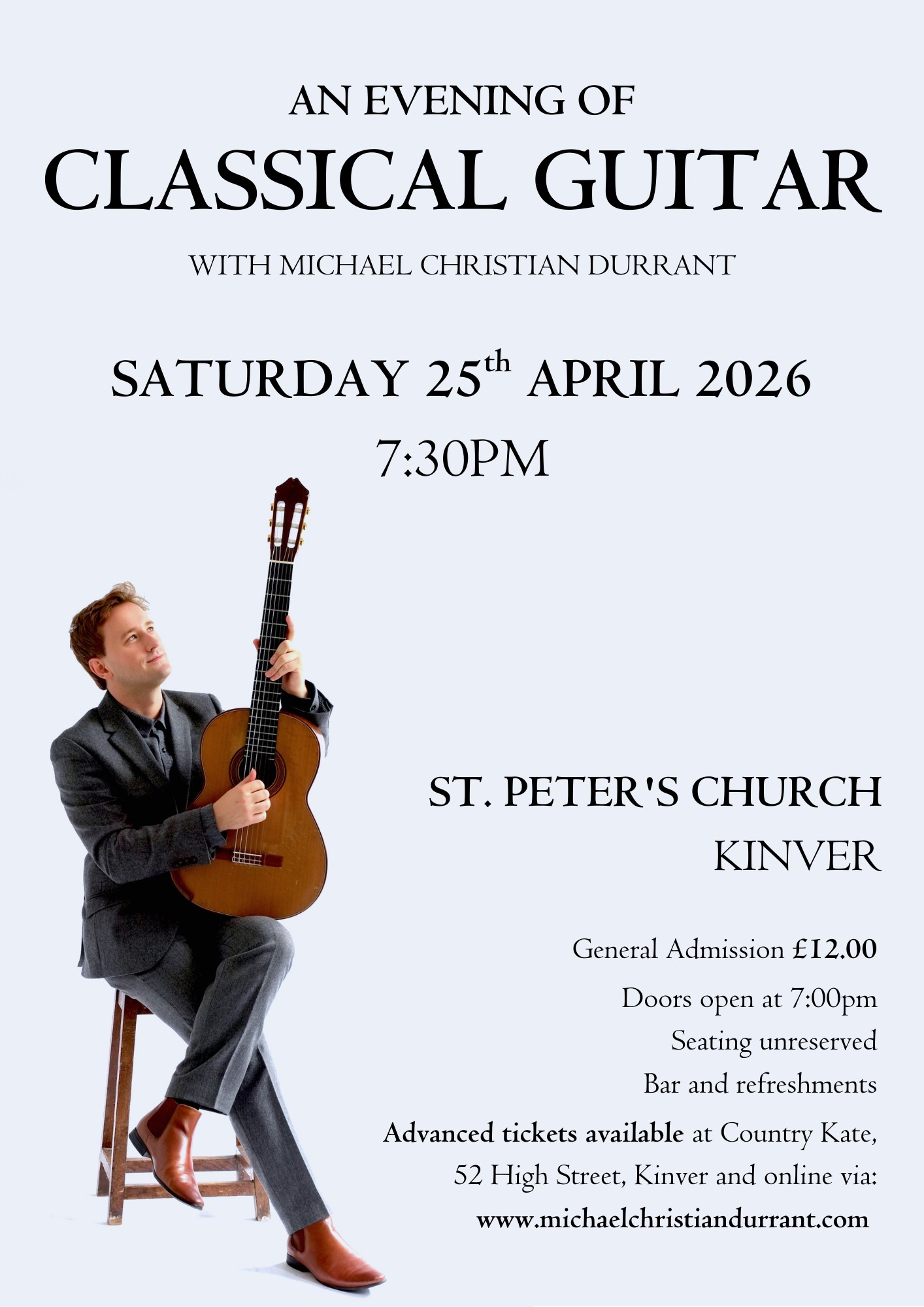 Michael Christian Durrant – an evening of solo guitar music spanning four centuries and five continents.